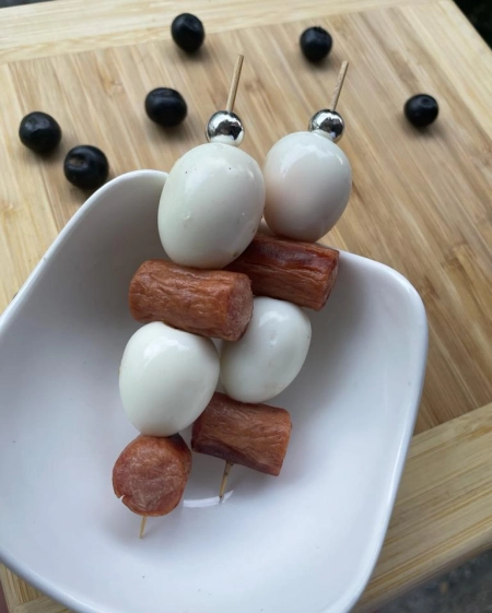 Skewers with Quail Eggs